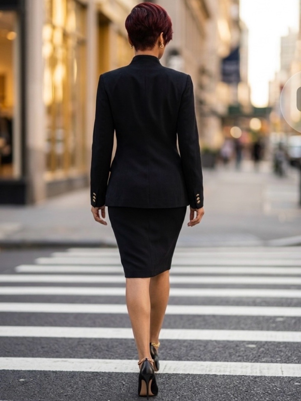 Hugo Buscati Black & Jones New York Skirt Two-Piece Skirt Suit with Gold B☑️ - Picture 3 of 5